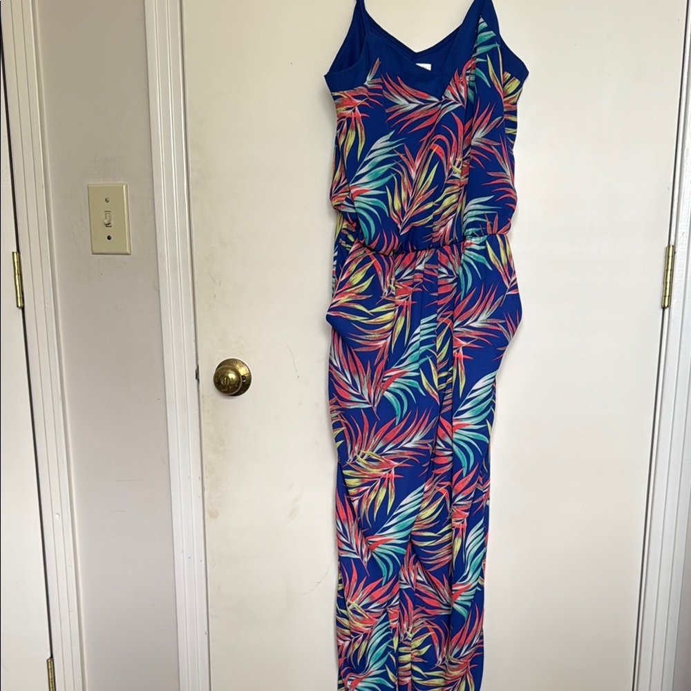 Colorful Leaf Print one piece  jumpsuit